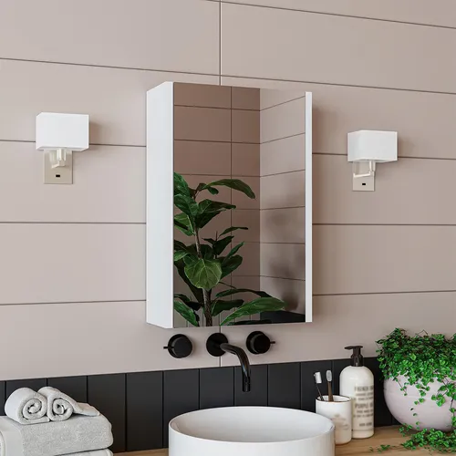Roomart Badmöbel-Set LEO - Elegantes Badezimmermöbel - Hochwertiges Badmöbel-Set in Weiß und Eiche, ideal für modernes Badezimmer und Gäste-WC. Inklusive Unterschrank mit Waschbecken und Wandmontage für optimale Raumnutzung.