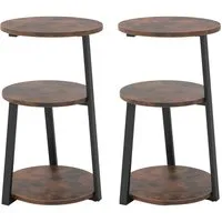 Costway 2er Set Beistelltisch mit 3 Ebenen - Stilvoller Beistelltisch im 3-stufigen Design, ideal für Aufbewahrung und Dekoration. Robuster Metallbau mit verstellbaren Fußpads für Stabilität auf jedem Boden. Perfekt für jeden Raum.