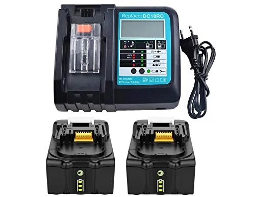 Stück 18V 5.0Ah Akku mit Ladegerät für BL1850 BL1830 BL1840 BL1860 18 Volt LXT Werkzeugakku DC18RA DC18RC 2