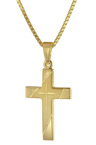 trendor Kreuz Anhänger Gold 333 mit goldplattierter Silberkette 50 cm - Elegante Kette für Damen, 333 Gold Kreuz-Anhänger mit goldplattierter Silberkette, ideal als stilvolles Geschenk für besondere Anlässe. Hochwertige Verarbeitung und zeitloses Design.