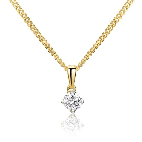 MIORE Damen Halskette mit vergoldetem Anhänger und Diamant in gold von MIORE