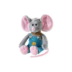 Heunec - Latzhosen-Gang Maus, kuscheliger Plüschfreund mit individueller Käsestickerei und großen Mauseohren