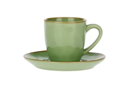 Rose & Tulpani Espressotasse Espressotasse mit Untertasse Concerto Te Verde, 2-tlg., Steingut, Handgefertigt, Spülmaschinenfest, Mikrowellenfest, Backofengeeignet