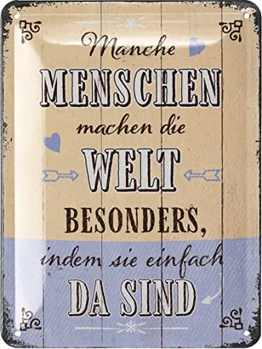 Produktbild LANOLU Retro Blechschild MANCHE MENSCHEN, lustige Sprüche Schild Freundschaft, Shabby Chic Deko, Geschenke für beste Freunde, Retro Farmhouse Deko, vintage Metallschilder 15x20cm