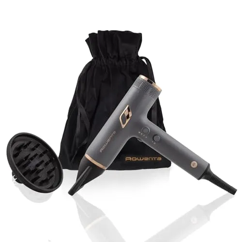Produktbild Rowenta Maestria Nano Haartrockner, 3 Geschwindigkeits-/Temperaturkombinationen, Nano Digital Motor, Luftgeschwindigkeit bis 265 km/h, ultraleichtes Design, 1700 Watt, Grau/Rosé Gold, HY8120F0