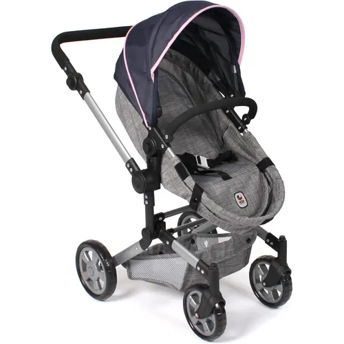 Bayer Chic 2000 Puppen Kombi-Puppenwagen LINUS Melange grau-navy - Puppenwagen für Kinder, mit modernem Melange-Design und praktischem Kombi-System für vielseitigen Spielspaß.