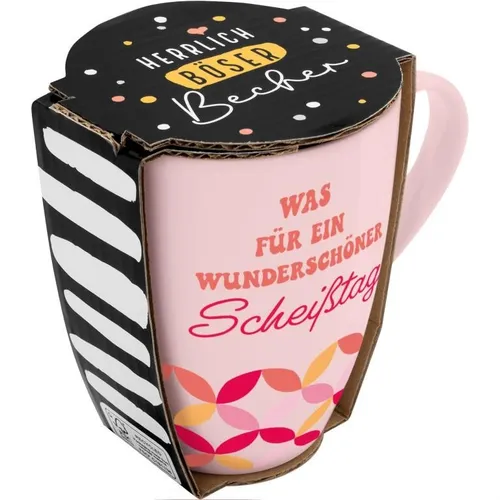 sheepworld Herrlich Böser Becher Porzellan Scheißtag 350ml in pink von Sheepworld