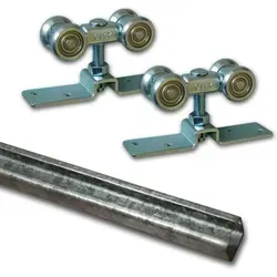 Teilemagnet - Schiebetür Beschlagset Mit Laufwagen/laufkatze Wartungsfreie Leichtgängige Geräuscharme Laufrollen 2 Auflaufstopper Laufschiene 200 Cm Stahl Belastbar Bis Max. 90kg