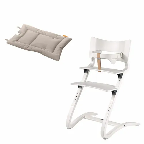 Leander Stuhl weiß lackiert Hochstuhl Kinderstuhl + Bügel + Kissen cappuccino !