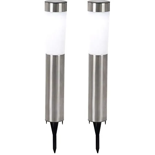 2er Set LED Solar Leuchten Steck Stand Beleuchtungen Außen Strahler Säulen Lampen