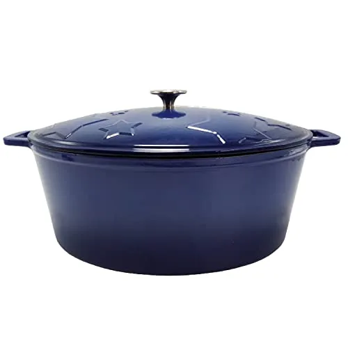 Grillfürst Dutch Oven Sternentöpfchen 12 Liter - blauer Gusseisen Bräter - Kasserollen – Hochwertiger Gusseisentopf mit exklusivem Sternen-Design, ideal für saftige Schmorgerichte und vielseitig einsetzbar auf allen Herdarten.