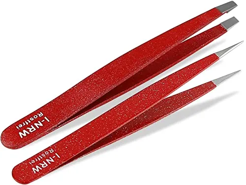 Zupf-Pinzetten-Set Spitz - Gerade 9,5 cm - ROT -