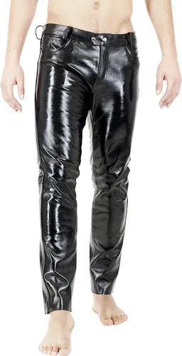 Bockle® Russian Leather Boy Lederhose Herren Leder Jeans Tube Röhre Skinny Slim Fit Herren, Size: 31W / 32L