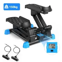 MERACH 3-in-1 Mini Stepper mit LCD-Display und Widerstandsbändern – Kompakter Ganzkörpertrainer