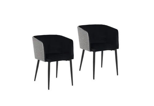 HTI-Living Esszimmerstuhl Destin Hahnentritt Schwarz-Weiß - Stühle: Moderner Retro-Charme mit gepolsterter Rückenlehne und Armlehnen, ideal für stilvolle Esszimmer.