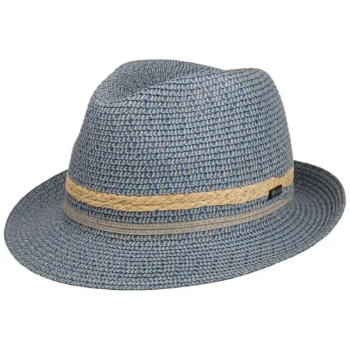 Lipodo Costanzo Bogart Strohhut Mehrfarbiger Hut mit Streifenmuster Leicht robust Made in Italy Herren Frühjahr Sommer blau M (56-57 cm)