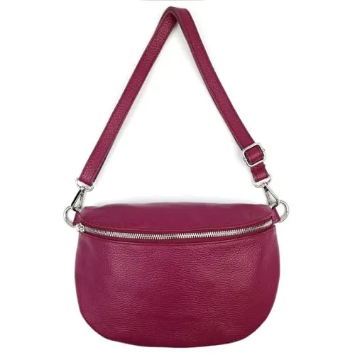 OBC Made in Italy Damen Leder Tasche - Crossbody & Hüfttasche (Bordo) - Mode-Hüfttaschen aus echtem italienischen Leder mit verstellbarem Gurt, ideal für stilvolle Ausflüge. Vielseitig tragbar als Crossbody oder Hüfttasche, geräumig und elegant.