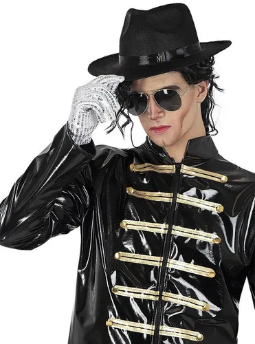 Metamorph Kostüm Michael Jackson – Accessoire Set für Fasching - Hollywood-Kostüme mit Perücke, Hut, Brille und Handschuh – das perfekte Set für jeden Michael Jackson-Imitator!