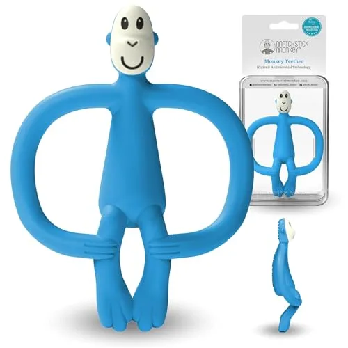 Matchstick Monkey Beißring Affe in blau von Matchstick Monkey