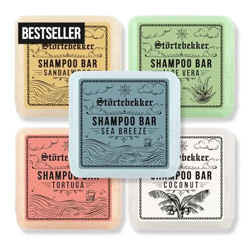 Störtebekker® Premium Festes Shampoo Top 5 Set – Handgefertigtes, Veganes Duschpflege-Set für Haut und Haar - Erleben Sie sanfte Reinigung mit unserem handgefertigten, veganen Shampoo-Set in 5 herrlichen Düften. Ideal für Reisen und einfach in der Anwendung – für gepflegtes Haar und eine erfrischende Dusche.