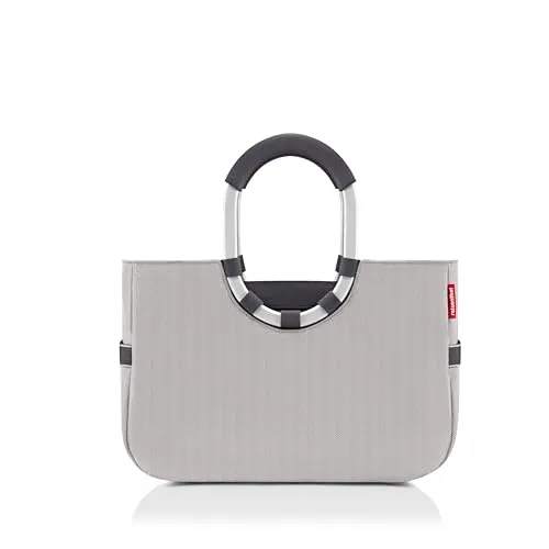 reisenthel loopshopper M herringbone grey - Einkaufskorb mit stilvollem Design, aus recycelten PET-Flaschen gefertigt, wasserabweisend und mit praktischen Fächern für mehr Ordnung.