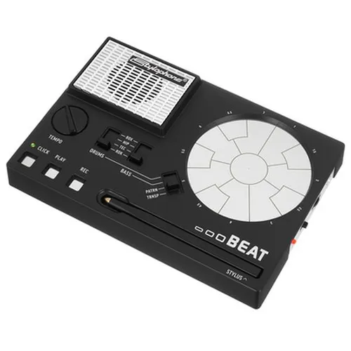 Stylophone Beat Drum Maschine - E-Drums im Mini-Format, ideal für Musikliebhaber; mit 4 Drum Kits, 4 Bass Sounds und integriertem Lautsprecher für kreatives Musizieren überall.