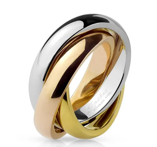 BUNGSA Fingerring 52 (16.6) Ring Tricolor Rollring aus Edelstahl für Damen (Ring, 1-tlg), Damen Herren
