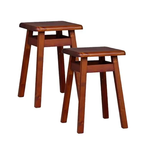 Metdrew Holzhocker | Sitzhöhe 45 cm, 29 x 29 cm | Für Küche & Essbereich | Quadratische Form | Eckiges Design | Rustikaler Look | Schlichter Hocker | 2 Stück | Farbe: Calvados