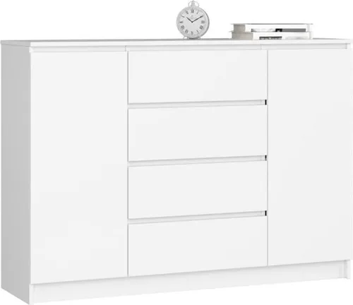 BDW, Kommode mit 4 Schubladen, 139x40x99 cm, K140, Weiß
