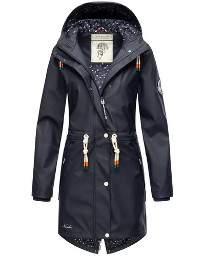 Navahoo Damen Übergangsjacke Tropical Stormoo Navy XL - Funktionsjacke mit wasserdichtem und gummiertem Obermaterial, ideal für wechselhaftes Wetter und Outdoor-Aktivitäten. Stylischer Schwalbenschwanzschnitt für eine perfekte Passform.