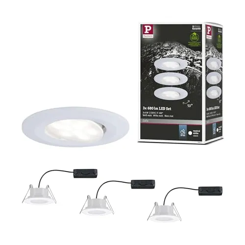 Paulmann 99927 LED Einbauleuchte Calla rund 3er Set - 3x6W IP65, strahlwassergeschützt und ideal für Feuchträume oder den Außenbereich