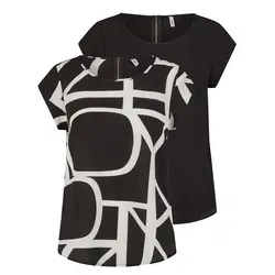 ONLY Damen T-Shirt ONLVIC Regular Fit 2-tlg. Pack - Shirts mit pflegeleichtem Jersey-Material, ideal für den täglichen Gebrauch und perfekt kombinierbar.