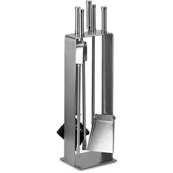 Elegantes Edelstahl Kaminbesteck 66cm - 4-teiliges Kamin-Set - Hochwertiges Kaminbesteck aus echtem Edelstahl, ideal für stilvolle Kamine und gemütliche Abende. Perfekt für die Pflege Ihres Kamins.
