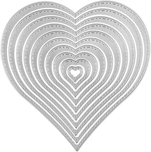Gowxs Stanzschablonen in Herzform für Kartenherstellung, Stanzschablonen für Bastelarbeiten, Scrapbooking, Fotoalbum, dekorative Prägepapier-Stanzformen für Kartenherstellung, 10 Stück