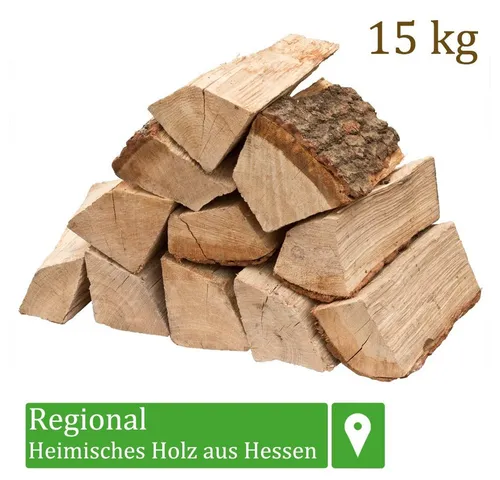 Flameup Kaminholz Brennholz Kaminholz Holz Eiche 15 kg Ofen Kamin Kaminofen Grill 25 cm, 15 kg