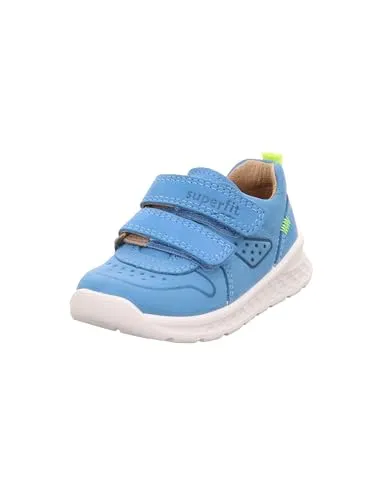 Superfit Jungen Breeze Sneaker, Hellblau Gelb 8400, 28 EU - Sneaker für Jungen mit herausnehmbarer Einlegesohle aus chromfreiem Leder und kinderleichtem Einstieg durch 2 Klettverschlüsse – stylisch und bequem für jeden Tag.