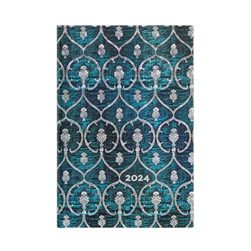 Paperblanks 12-Monatskalender 2024 Samtblau | Vertikal | Mini (95 × 140 mm)