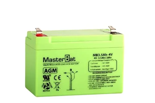 U-Power AGM Batterie 4V 3.5Ah, VRLA Bleiakku wartungsfrei, wiederaufladbar, Faston F1 (4,8 mm), für Alarmanlagen, USV/UPS, Sicherheit & Elektronik