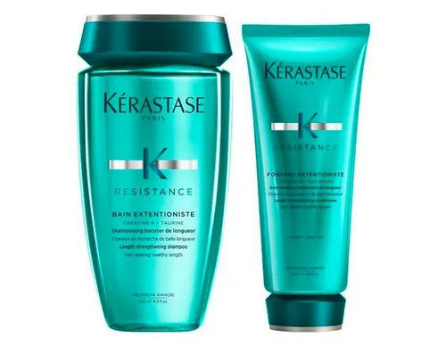 Kérastase Haarpflege-Set Resistance Extentioniste, 2-tlg. für starkes Haar - Das Kérastase Resistance Extentioniste Set enthält ein Shampoo und einen Conditioner, die speziell für langes, geschwächtes Haar entwickelt wurden. Ideal zur Verbesserung der Kämmbarkeit und Pflege der Haarlängen.