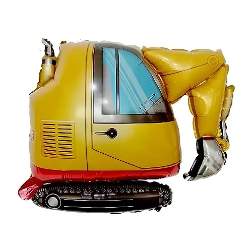 Folienballon Fahrzeug Motiv in Bagger-Form, ca. 64 * 75 cm, Perfekt für Kindergeburtstage, Themenpartys, Dekoration, Geschenk, Überraschung, Luftballon Spielzeug, Langlebig und Wiederverwendbar