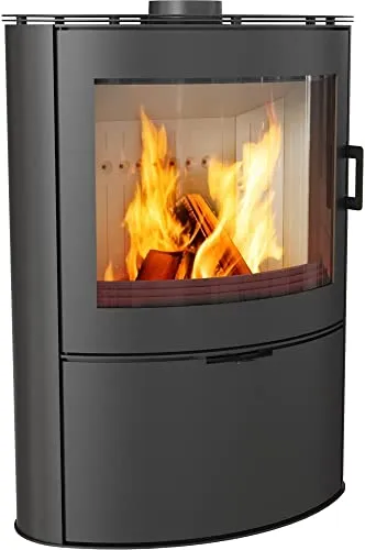 KRATKI Stahlofen AB-S 2 - 10 kW Holzofen - Kaminöfen mit 10 kW Heizleistung und externer Luftzufuhr für effizientes, langsames Brennen. Ideal für Wohnzimmer, Esszimmer und mehr.