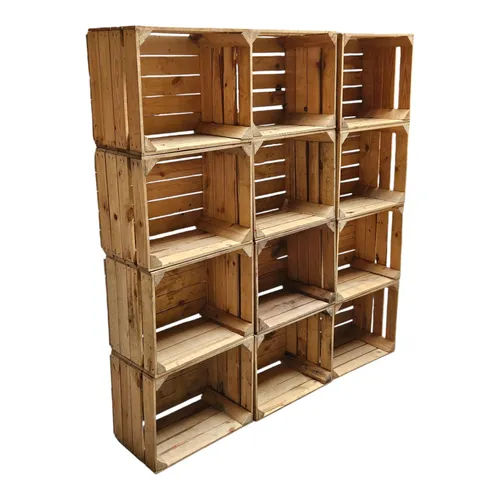 Holzkisten 12er Set - Vintage Obst- und Weinkisten - Truhen & Kisten: Handgefertigte Holzkisten im praktischen 12er Set, ideal für die Aufbewahrung von Obst und Wein, auch zur Wandmontage geeignet.