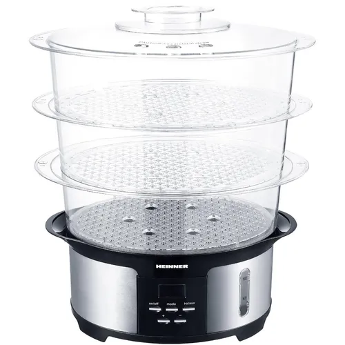 Heinner Master Collection HSA-1000XMC Dampfgarer 12 L, 3 Ebenen, 1000 W, Digital, Auto-Off, Schwarz/Silber