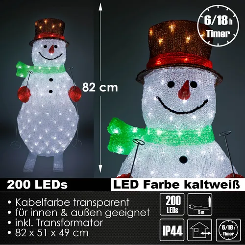 XL LED Acryl Schneemann Figur 82cm