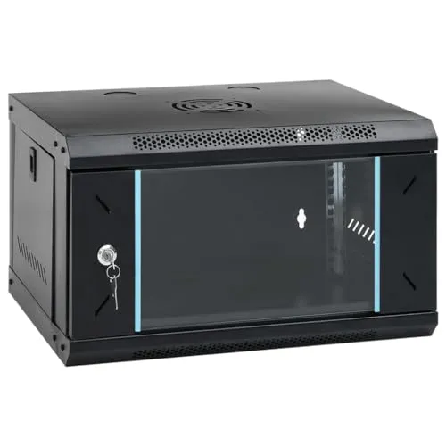 vidaXL 6U Wand Netzwerkschrank - Computer- & Server-Racks, stabiler 6U Serverschrank aus hochwertigem Stahl, abschließbar für maximale Sicherheit und einfache Wartung durch abnehmbare Seitenteile.