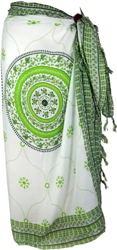 GURU SHOP Bali Sarong, Wandbehang, Wickelrock, Sarongkleid Mandala - Lemon, Herren/Damen, Synthetisch