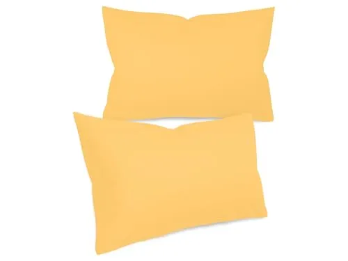 npluseins unifarbene Kissenbezüge im Doppelpack und dezentem Design 1154.1498, ca. 40 x 60 cm, gelb