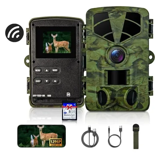 Fargarloo WLAN Wildkamera 1296P 60MP mit App