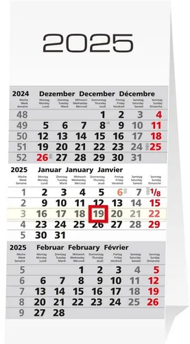 GÜSS Kalender Wandkalender 3-Monats-Tischkalender 10,5 x 20cm Kalendarium 2027