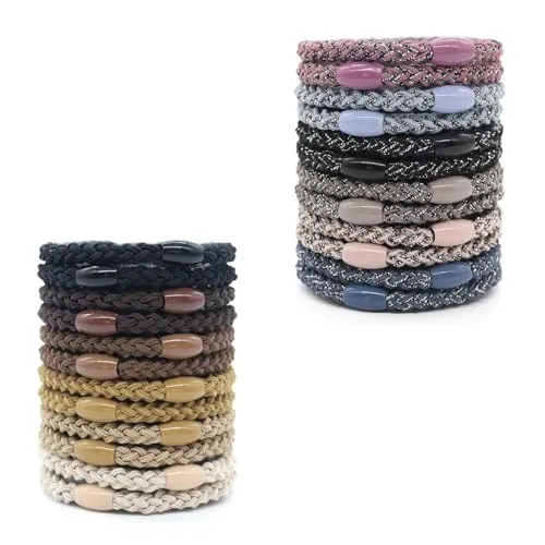 LINTRA 24 Stück Zopfgummi, Stretch Haargummis Damen, Handgewebt Scrunchie, Gemischte Farben Scrunchies Haargummi, Einfach und Vielseitig, für Alltag, Arbeit, Sport